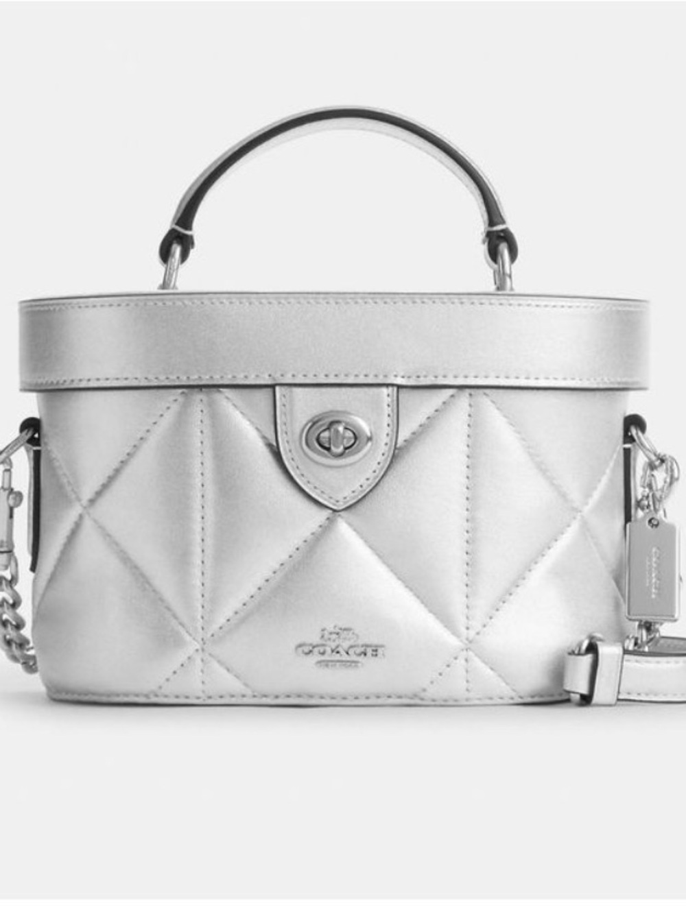 Coach Outlet Kay Crossbody In Silver Metallic With Puffy Diamond Quilting